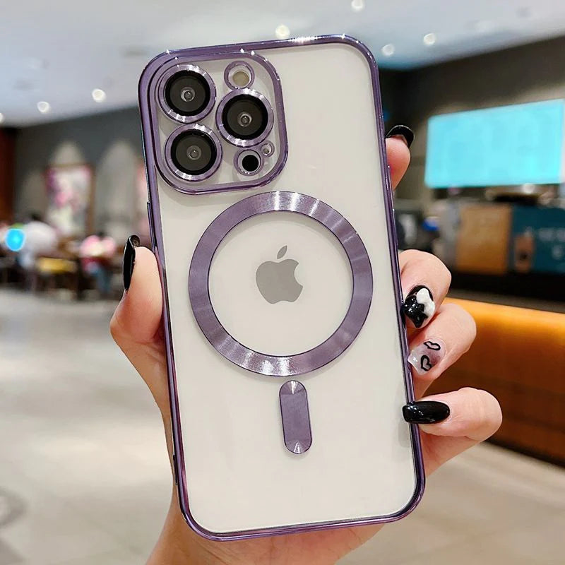 Luxury Wireless Charging Transparent Magsafe Case for Iphone 14 13 12 11 Pro Max X XR XS 7 8 plus SE 2020 22 Mini Soft Cover