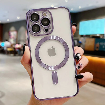 Luxury Wireless Charging Transparent Magsafe Case for Iphone 14 13 12 11 Pro Max X XR XS 7 8 plus SE 2020 22 Mini Soft Cover