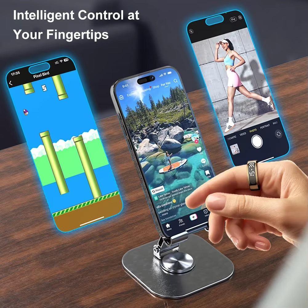 R11 Smart Ring with Display Screen and Touch Heart Rate Blood Oxygen Monitor Ring Wireless Charging Smartring for Android & Ios