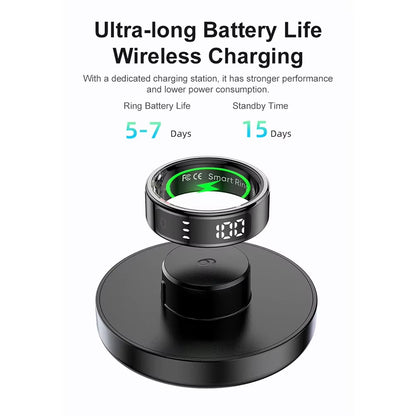 R11 Smart Ring with Display Screen and Touch Heart Rate Blood Oxygen Monitor Ring Wireless Charging Smartring for Android & Ios