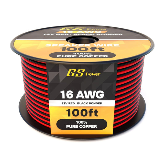 16 Gauge Wire 100Ft Oxygen Free, OFC Pure Copper Electrical 12V Low Voltage Speaker Wire Spool, 16AWG for Electric, Automotive, Trailer, Stereo, RC, Car, Home Theater, LED, Lamp Wiring
